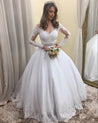 Vintage Long Sleeves Off Shoulder Beaded Sweetheart Ball Gown Wedding Dresses 2021