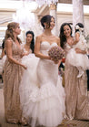 Champagne Column Sequins V Neck Column Floor Length Bridesmaid Dresses / Gowns