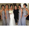 Sheath Silver Sequins Chiffon Long Bridesmaid Dresses / Gowns