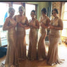 Charming Sequence V Neck Sweep Train Sheath Bridesmaid Dresses