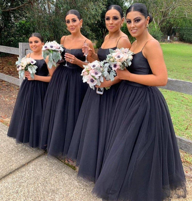 A Line Tulle Bridesmaid Dresses