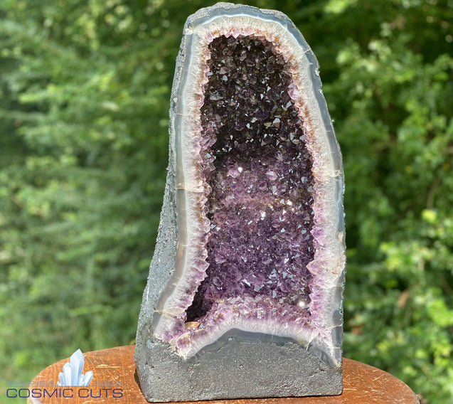 DEEP Amethyst Geode "GOOD MOOD GEODE" 17.00 High Quality w Citrine Cathedral NS-104