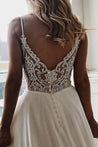 Elegant V Neck White Satin Long Wedding Dress with Lace Back, V Neck White Prom Formal Evening Dress