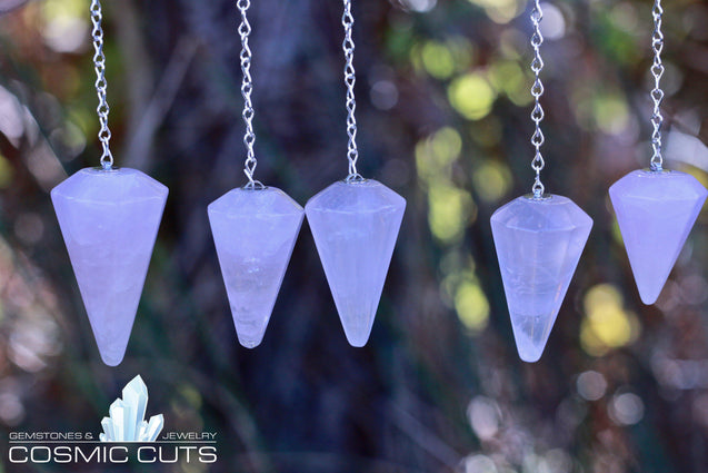 Rose Quartz Jewelry Healing Natural Stone Chakra Pendulum JJ-5