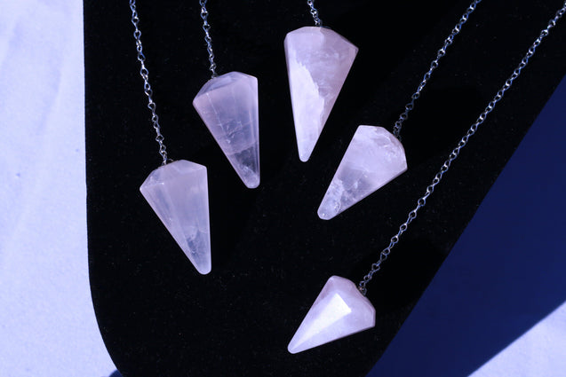 Rose Quartz Jewelry Healing Natural Stone Chakra Pendulum JJ-5