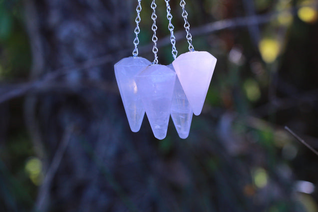 Rose Quartz Jewelry Healing Natural Stone Chakra Pendulum JJ-5