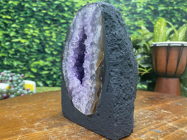 Amethyst Geode "I LIKE SHINY THINGS" 6.00 High Quality Rainbow Prisms Cathedral NS-129