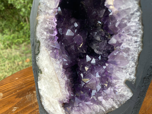 Amethyst Geode w Calcite "MOTHER NATURE'S TREASURE" 9.50 High Quality Cathedral NS-51