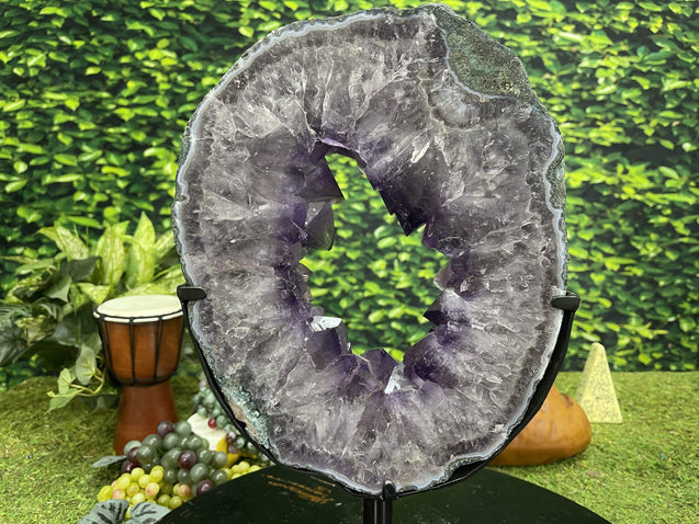 "CIRCLE OF LIFE" Amethyst Geode Slice 16.00 High Quality Brazil Crystal NS-395