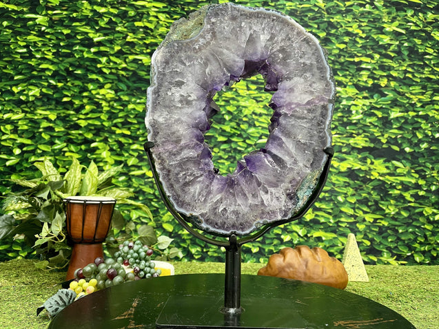 "SPIRITUAL LIFE BUOY" Amethyst Geode Slice 17.00 Crystal High Quality NS-402