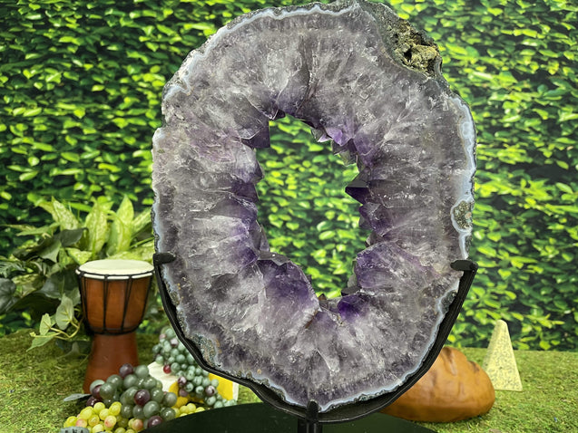 "SPIRITUAL LIFE BUOY" Amethyst Geode Slice 17.00 Crystal High Quality NS-402