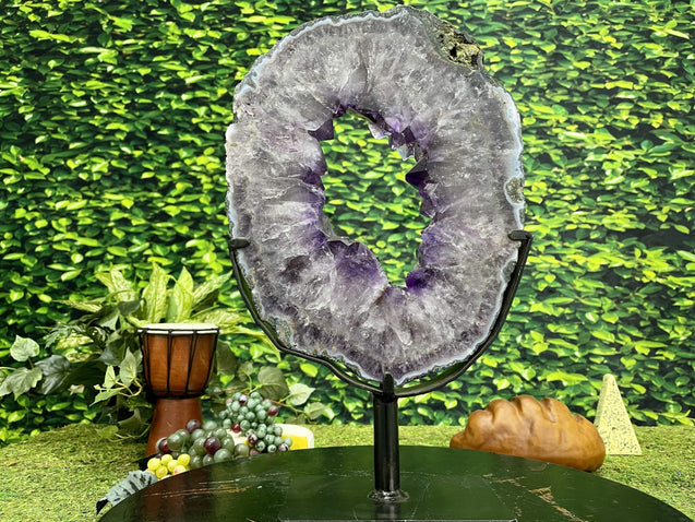 "SPIRITUAL LIFE BUOY" Amethyst Geode Slice 17.00 Crystal High Quality NS-402