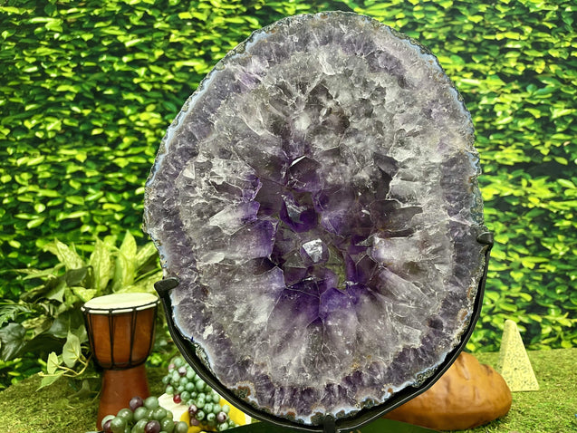 "GONG OF REFINEMENT" Amethyst Geode Slice 17.00 High Quality Crystal NS-406