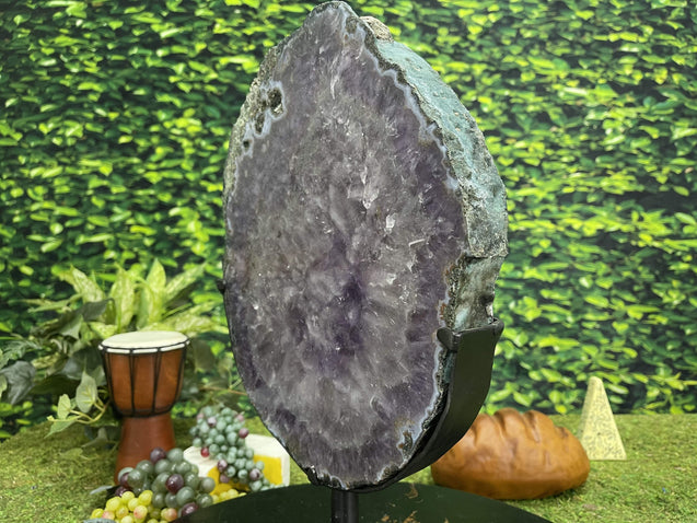 "GONG OF REFINEMENT" Amethyst Geode Slice 17.00 High Quality Crystal NS-406