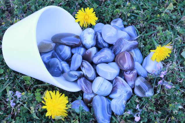 Tumbled Grey Botswana Agate Stone "Letting Go and Healing"