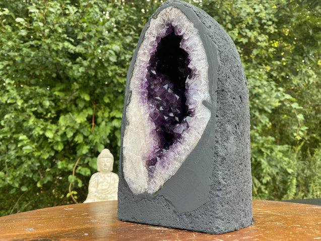 Amethyst Geode w Calcite "MOTHER NATURE'S TREASURE" 9.50 High Quality Cathedral NS-51