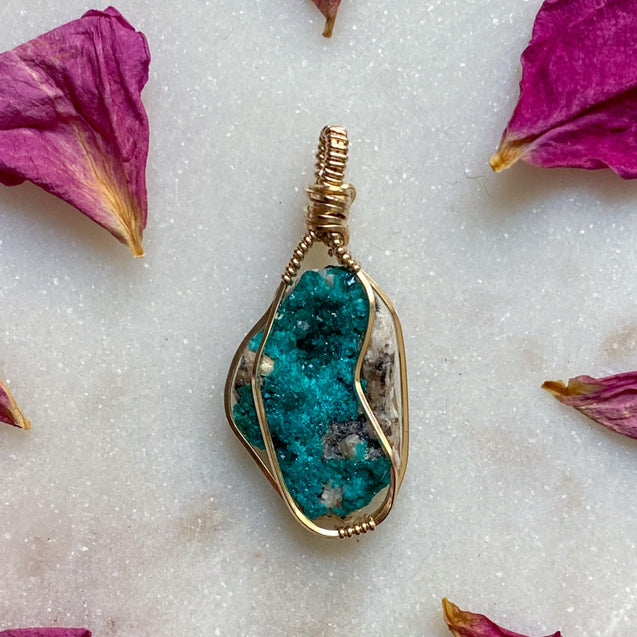 Dioptase Crystal Pendant