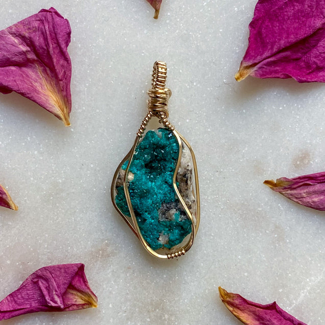 Dioptase Crystal Pendant