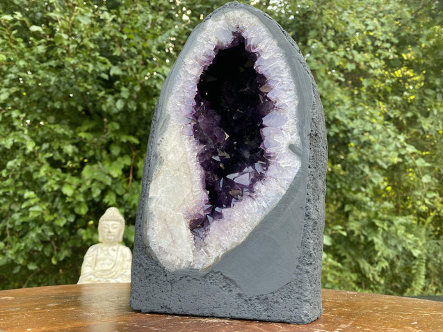 Amethyst Geode w Calcite "MOTHER NATURE'S TREASURE" 9.50 High Quality Cathedral NS-51