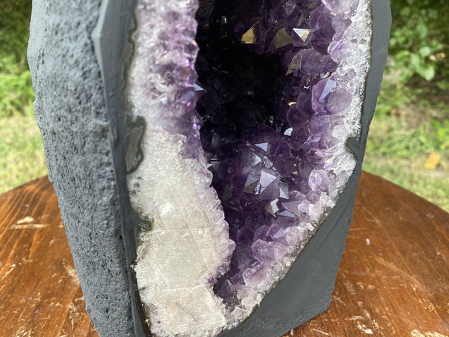 Amethyst Geode w Calcite "MOTHER NATURE'S TREASURE" 9.50 High Quality Cathedral NS-51