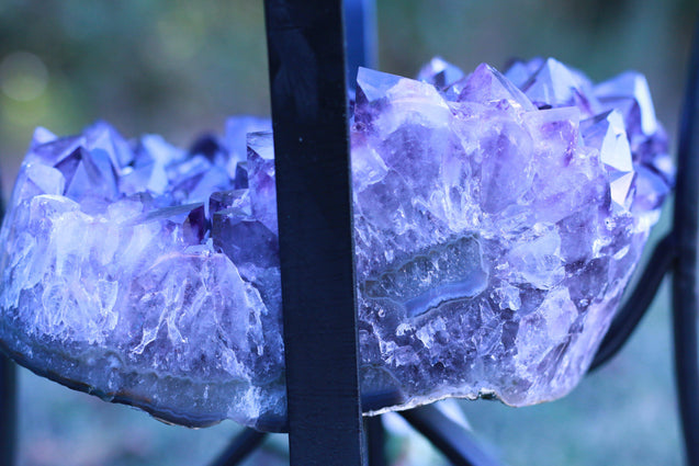 Amethyst Geode Table High Quality Huge Terminations 22.00 Iron Stand Custom Glass GG-21s