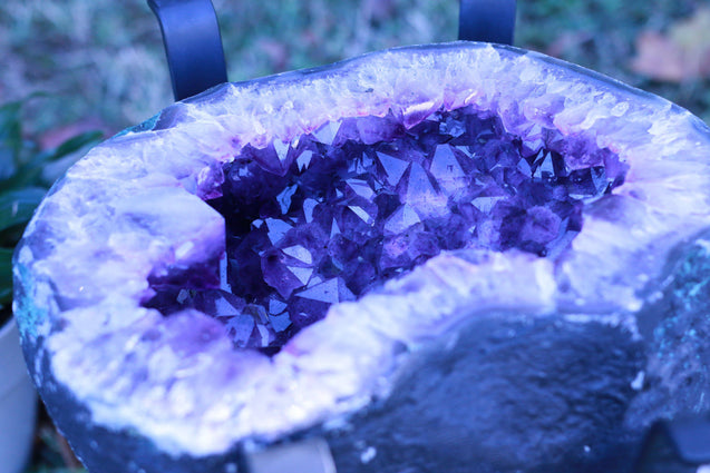 Deep Amethyst Geode Cathedral High Quality 22.00 Iron Stand Custom Glass Rare Mineral GG-22s