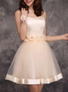 Satin Tulle Homecoming Dresses,Short Prom Dresses,Spaghetti Straps Homecoming Dresses