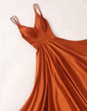 Simple v neck satin long prom dress, long evening dress