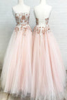 Lace-Up Sequined Pink Long Prom Dress