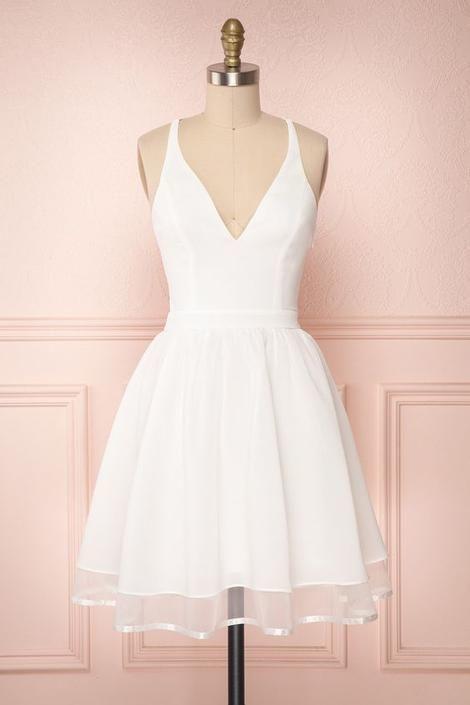 White Homecoming Dress,Short Party Dress