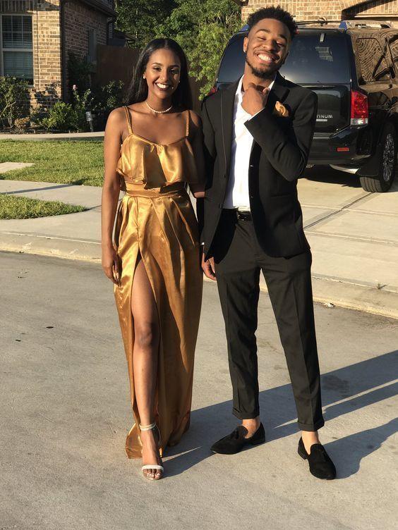 Spaghetti prom dress ,prom dress with slit