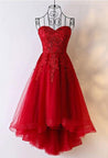 Beautiful Tulle High Low Simple Red Homecoming Dresses, Lace-up Back Formal Dress, Prom Dress