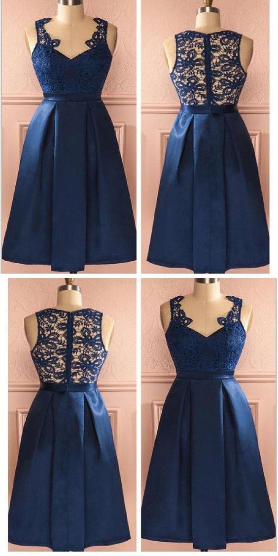 Light Homecoming Dress Lace Blue Vintage Lace Simple Unique Style Homecoming Prom Dress