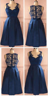 Light Homecoming Dress Lace Blue Vintage Lace Simple Unique Style Homecoming Prom Dress