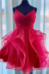 Princess Red Homecoming Dress with Ruffles, Short Homecoming Dresses 2019