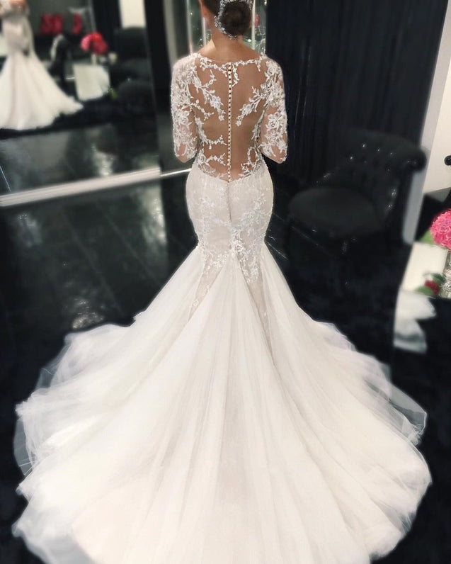 Sexy Mermaid Long Sleeves Sweetheart 2021 Wedding Dresses